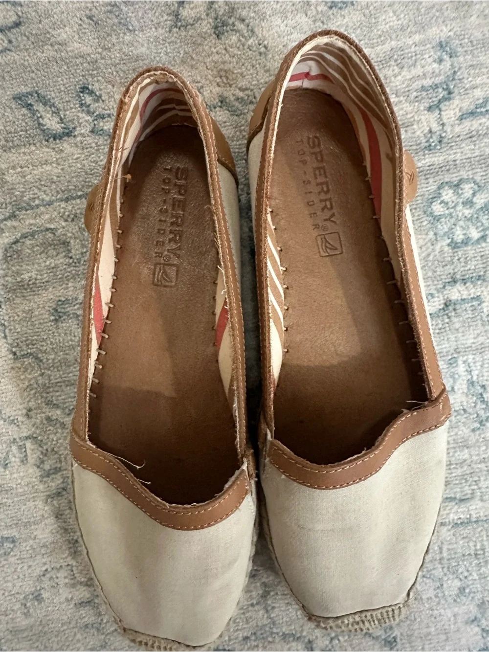 Sperry Top-Sider Espadrille Flats Women’s 8.5 Cream Tan Canvas Leather
